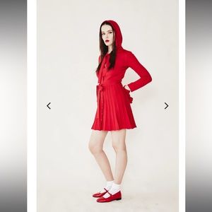 L’ecole des femmes little red riding hood pleated bow dress